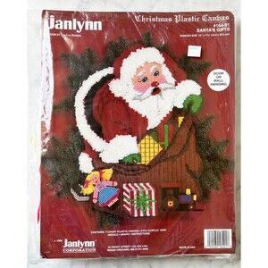 Janlynn Santa's Gifts Christmas Plastic Canvas Kit Door/Wall Hanging 13 x 17.5